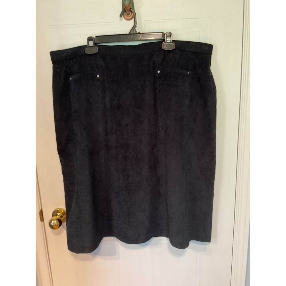 Lana Lee Skirt Woman 24 Navy Blue Excellent Faux Suede Lined Knee Length 18251X